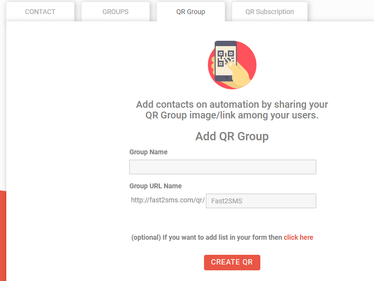 Add QR section Fast2SMS