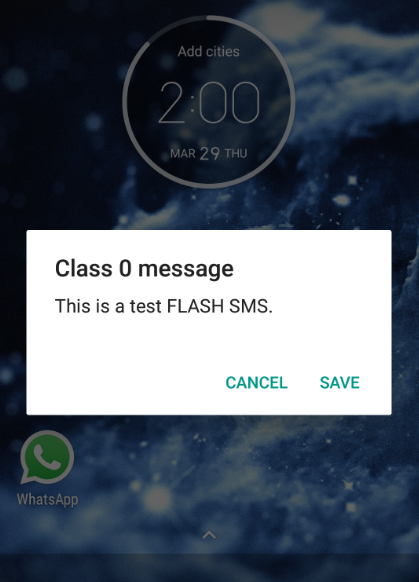 flash sms in mobile