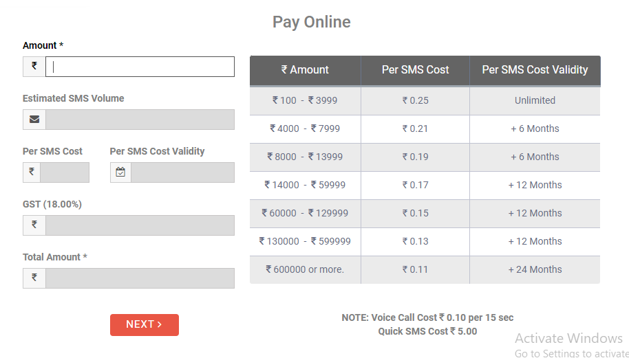 Pricing and plans Fast2SMS