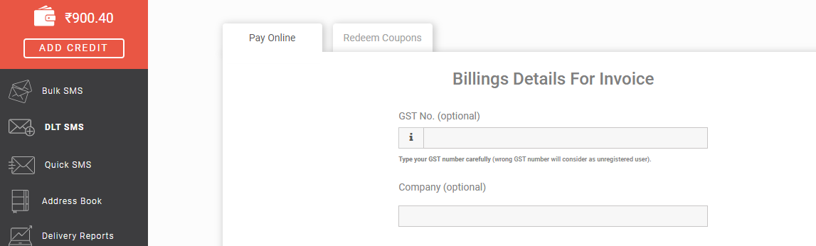 billing details bulk sms price