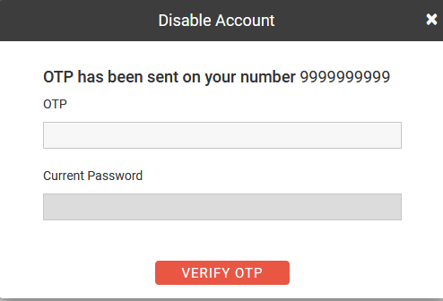 OTP to disable account