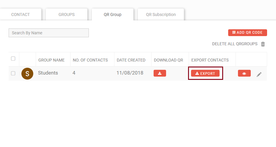 QR Group, export contacts