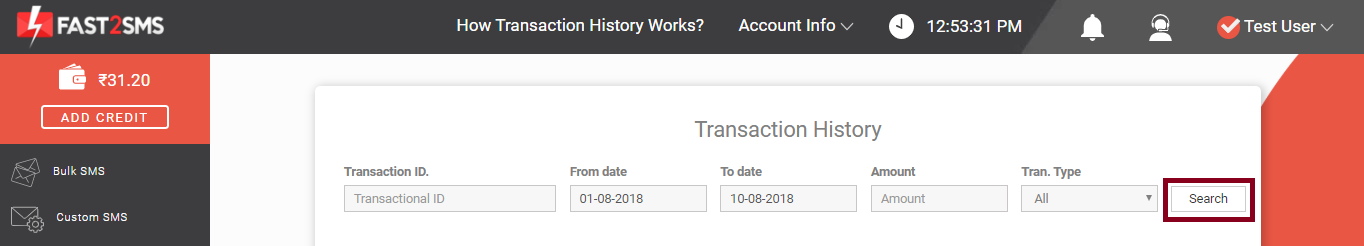 Search by date transaction
