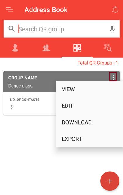 QR Group in address book