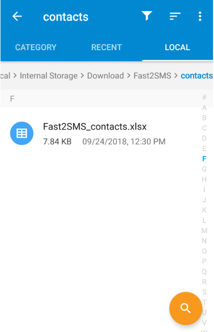 contacts in file manager