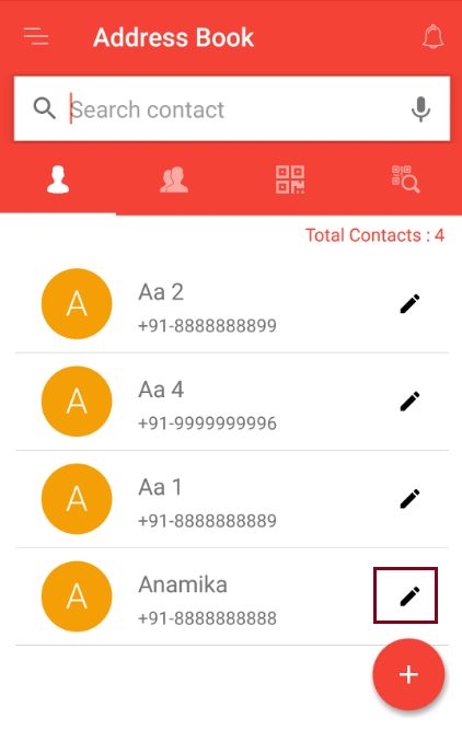 Edit contact in address book