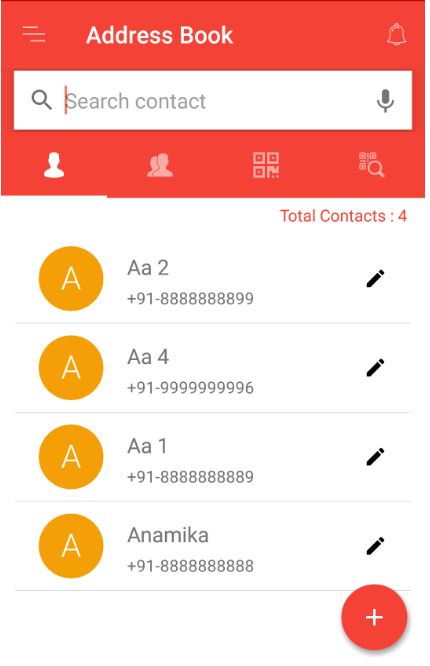 contacts added in address book