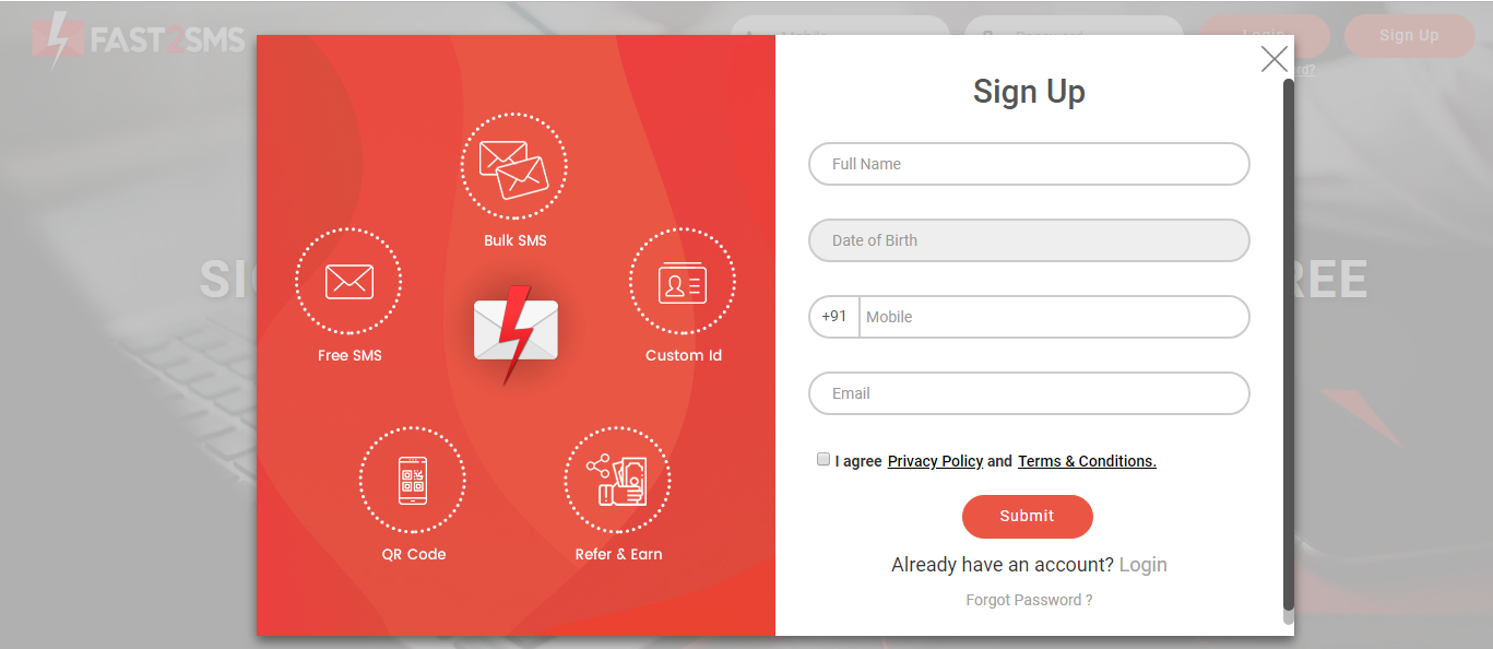 How to sign up in Fast2SMS.