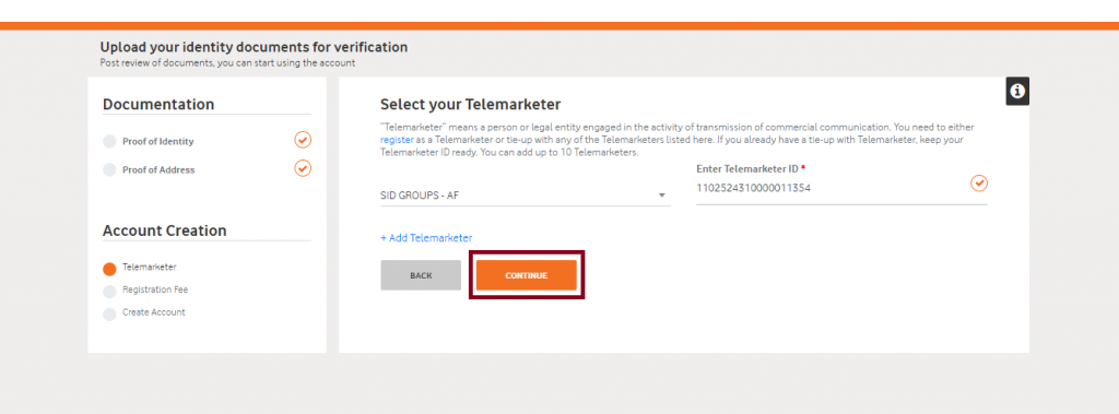 Telemarketer id verified vodafone DLT