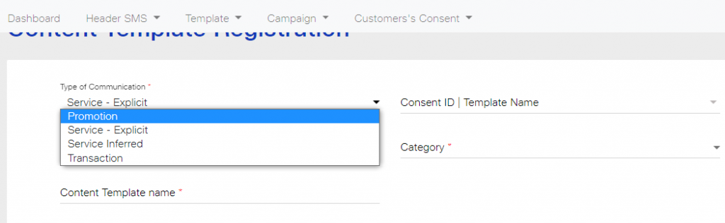 Type of communication in Content Registration