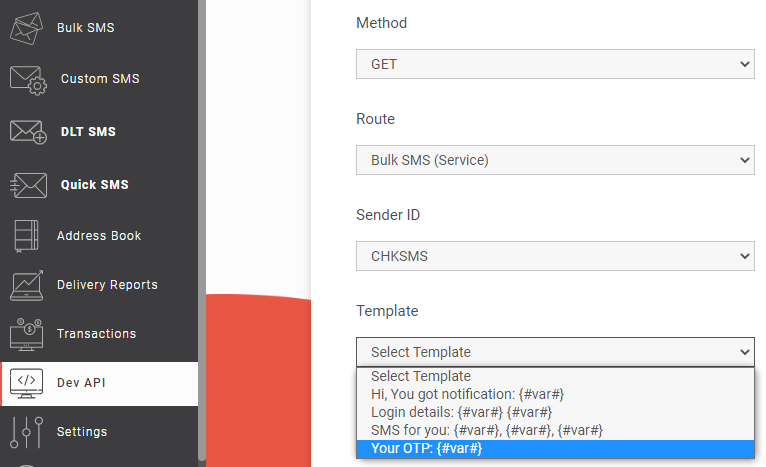 Bulk SMS (Service) route API