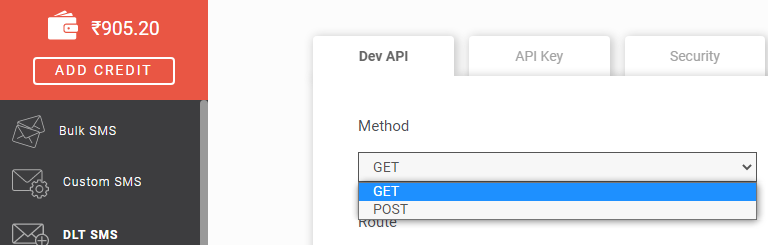 Dev API GET method