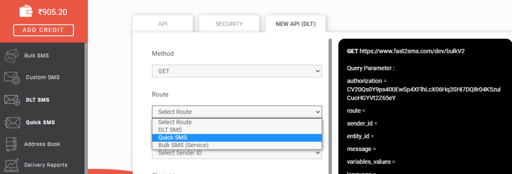 New API Quick SMS