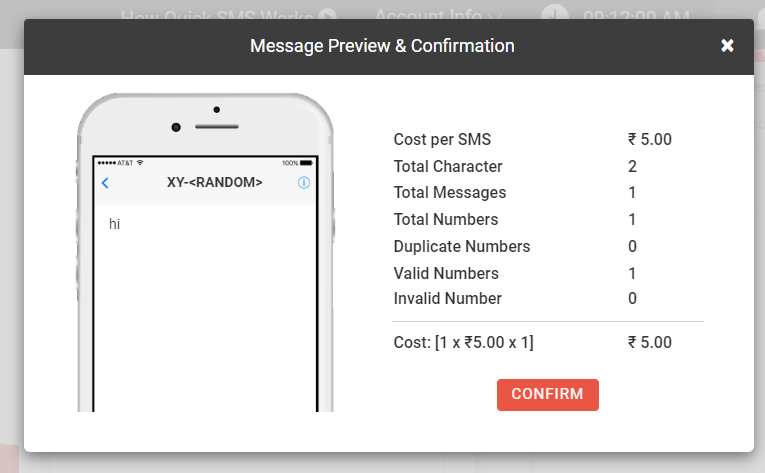 Quick SMS invoice