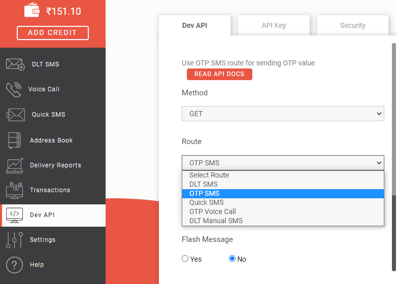 ROUTE OF DEV API