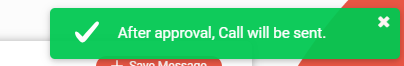 message sent for approval