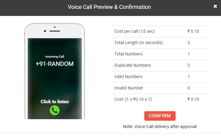 voice call confirmation