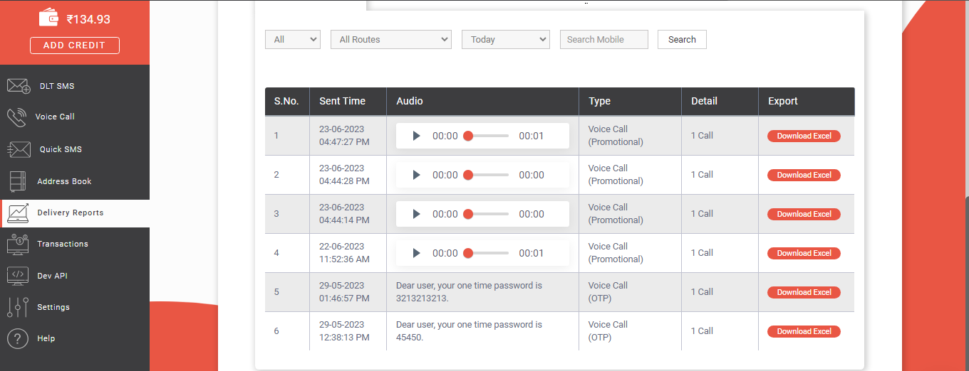 voice call details