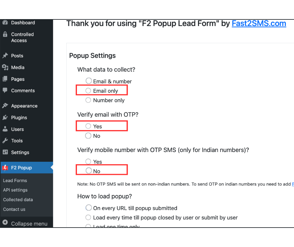 How To Collect Visitors' Email IDs in WordPress Via The Fast2SMS Plugin