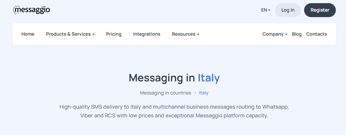 Messaggio bulk SMS Service provider in Italy