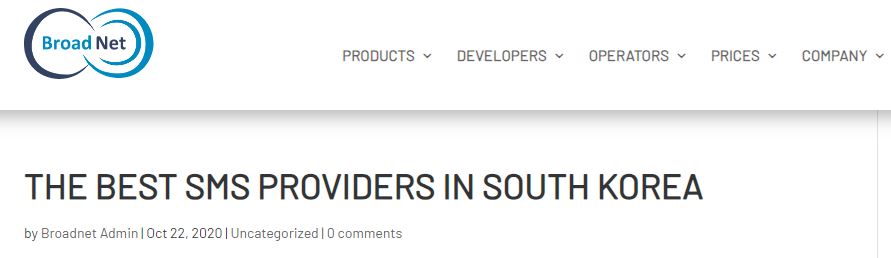 Broadnet Bulk SMS service South Korea