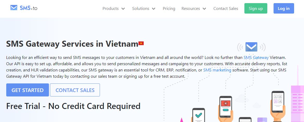 SMS.to bulk SMS gateway in Vietnam