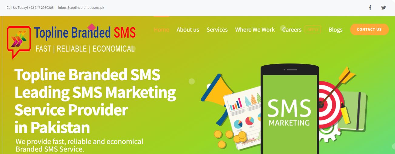 Topline Branded SMS is a bulk SMS services in Pakistan