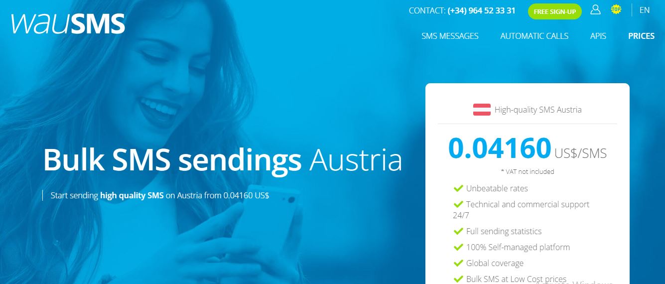 wauSMS bulk SMS service provider Austria