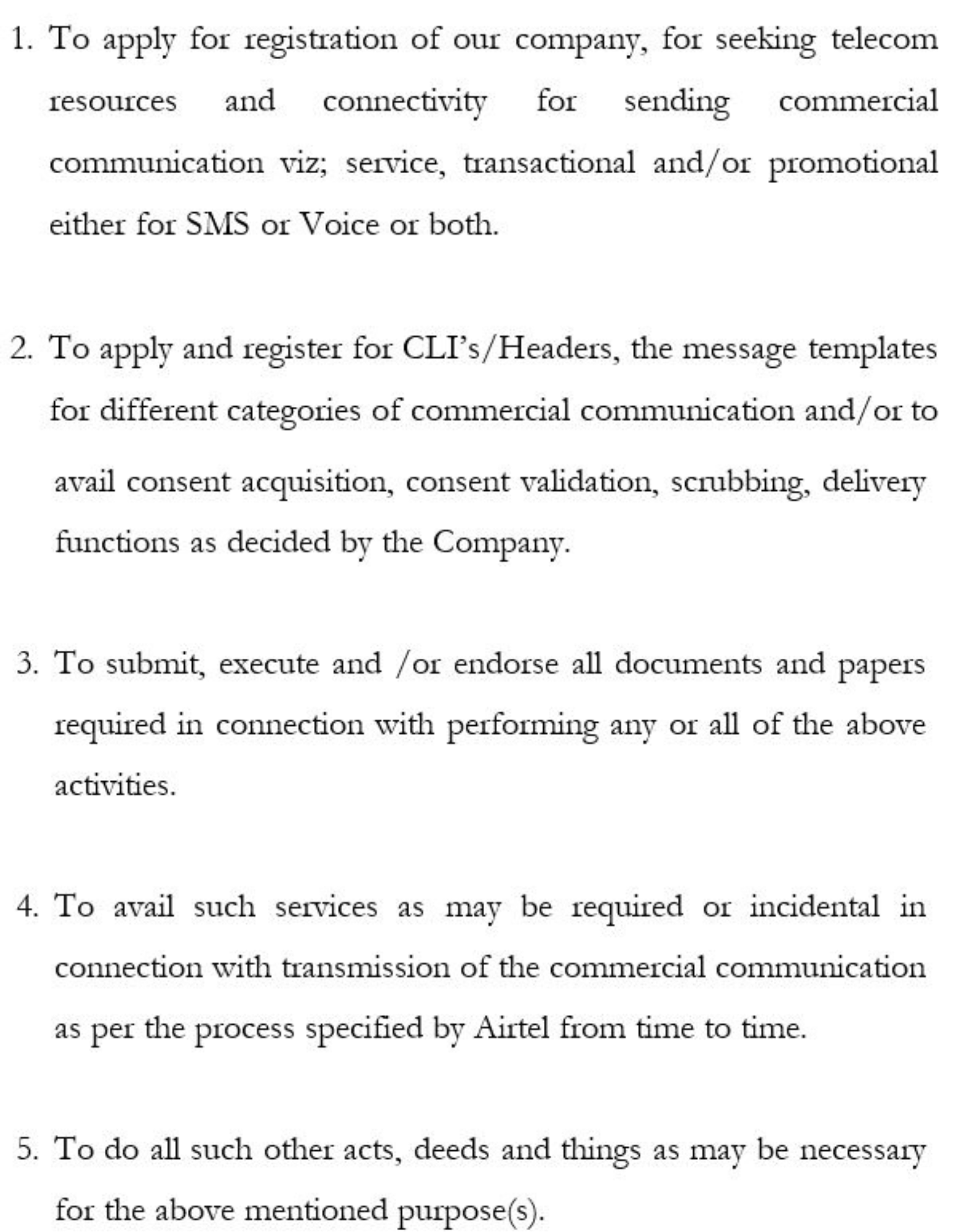 section 4 of Airtel LOA
