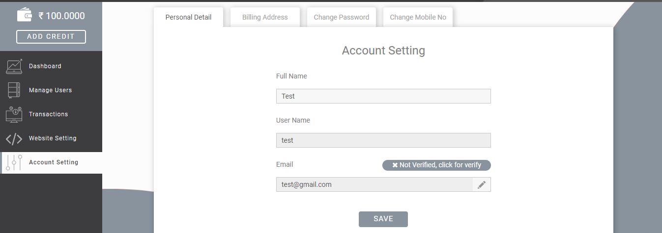 Personal Details- account setting- Fast2SMS reseller panel