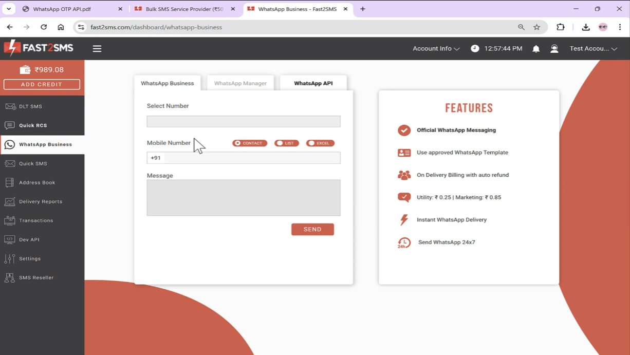 WhatsApp Business Interface