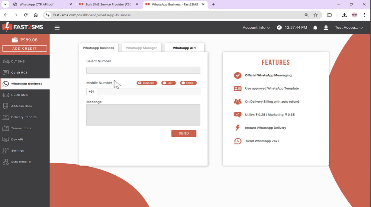 Opening Interface of WhatsApp Business