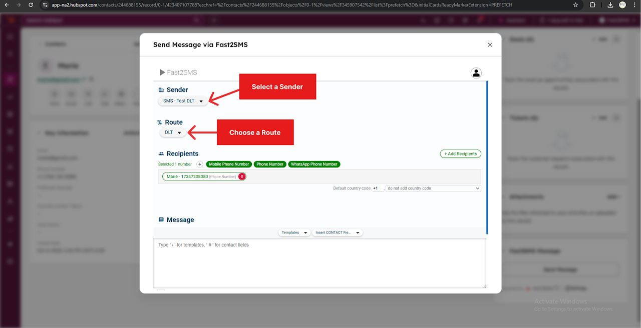Recipient Numbers Fetching