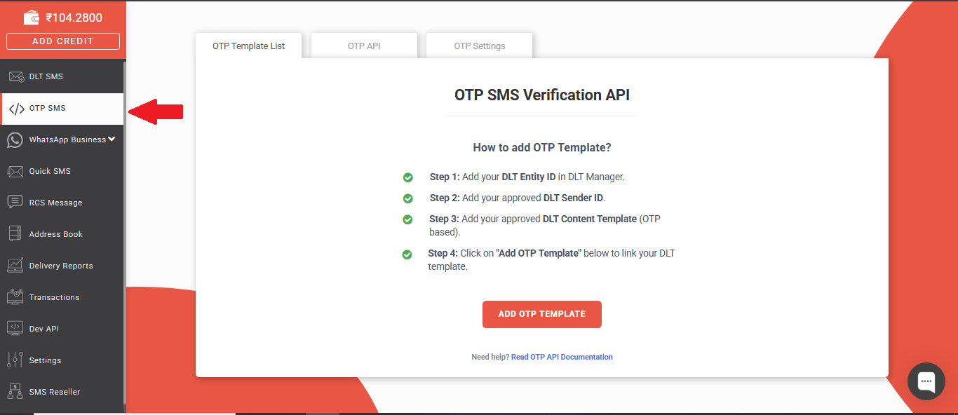 How to add OTP Template?