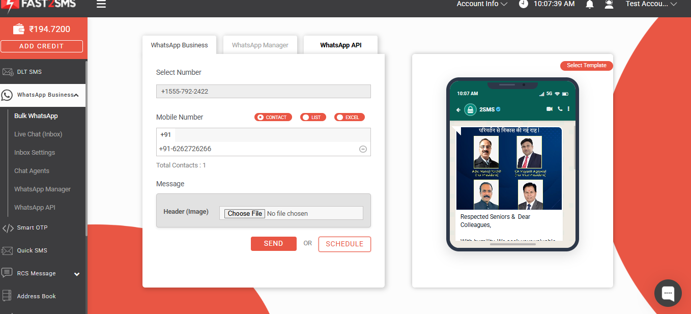 fast2sms whatsapp business api