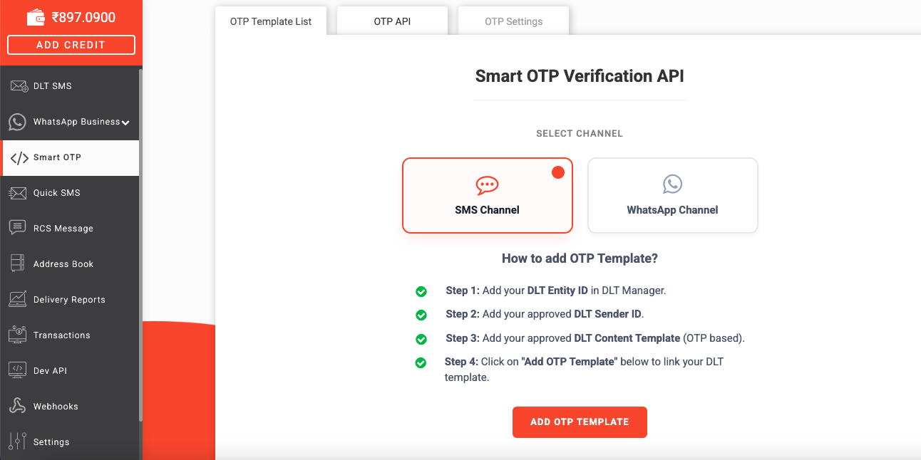 Smart otp fast2sms feature