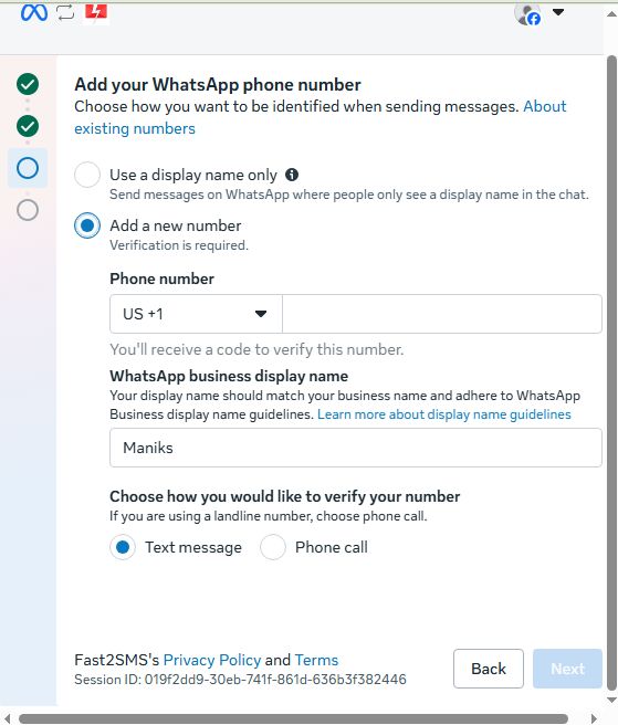 Whatsapp reseller process in Fast2SMS